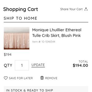 Pottery Barn Monique Lhuiller Ethereal Tulle Crib Skirt